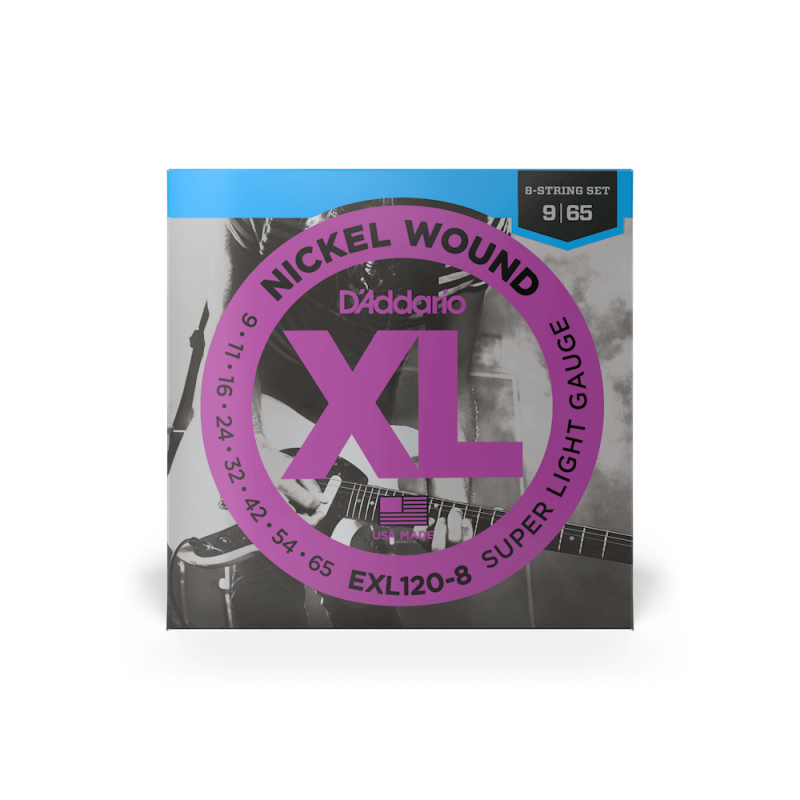 Набір струн D'ADDARIO EXL120-8 XL NICKEL WOUND 8-STRING SUPER LIGHT (09-65)